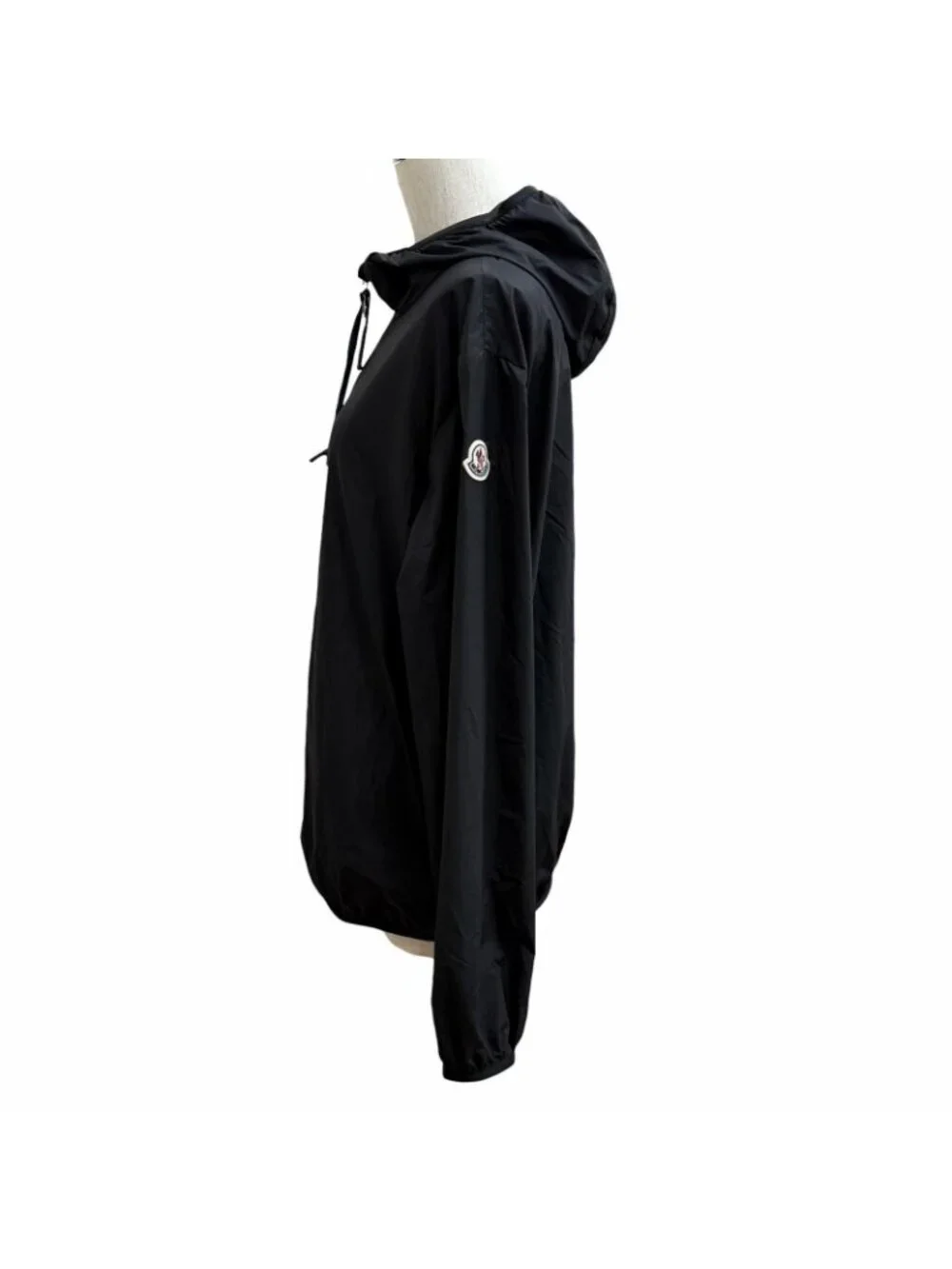 Moncler Fegeo Logo Patch Hooded Zip UP Windbreaker Nylon Jacket Black